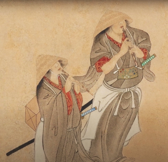 Two 'Fuke-komosō' pictured by Iwasa Matabei, no later than 1630. Now c/o the Freer Gallery of Art, USA