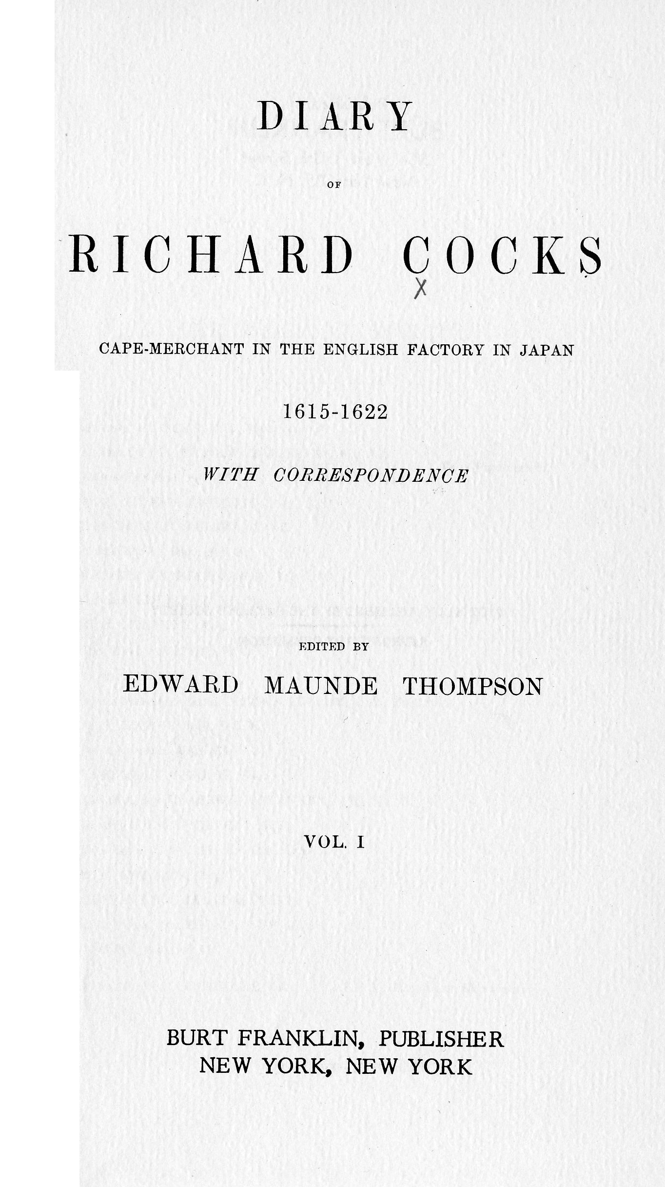 Richard Cocks, 1615-1622