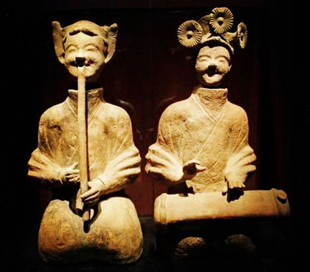 Earthenware figurines of T'ang Dynasty musicians