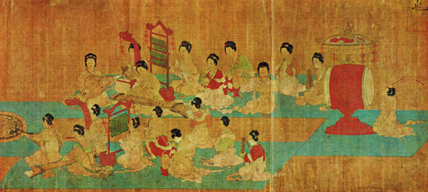 Female Chinese musicians performing in the emperor's palace